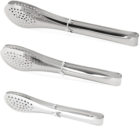 TOPULORS Stainless Steel Tongs Set (7/9/11 Inch) - Heavy Duty Kitchen & BBQ Tongs for Cooking, Grilling, Baking,