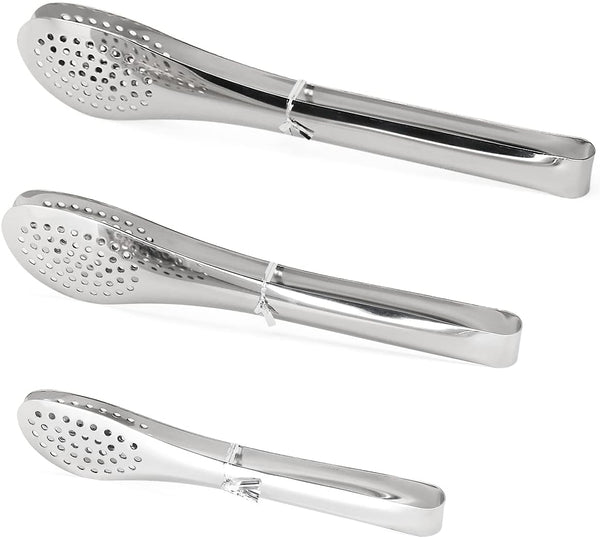 TOPULORS Stainless Steel Tongs Set (7/9/11 Inch) - Heavy Duty Kitchen & BBQ Tongs for Cooking, Grilling, Baking,
