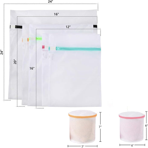 BAGAIL Laundry Bags, Mesh Wash Bag for Intimates and Delicates, 7Pcs (1XL, 2L, 2M, 2 Bra Bags)