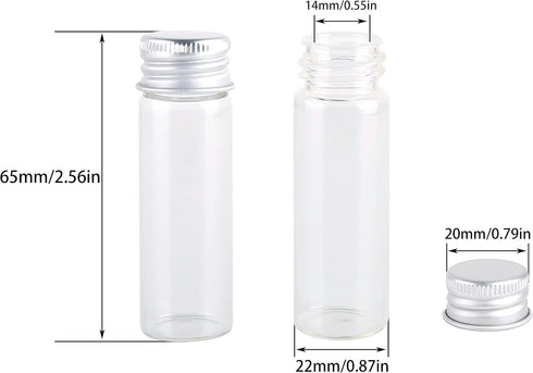 MaxMau 24 Tiny Jars with Aluminum Screw Lids, 15ml Clear Glass Bottles for Jewelry Beads, Herbs, DIY