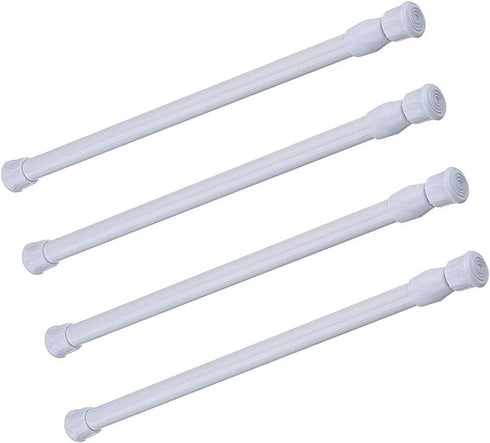 Tension Rods, 4 Pack, 15.7-28 Inches Adjustable Spring Steel Cupboard Bars, Tension Curtain Rod