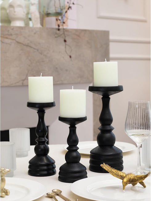CANDWAX Set of 3 Rustic Unscented No Drip Ivory Pillar Candles for Home Decor, Weddings, Centerpieces