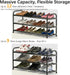 3-Tier 9.4" Closet, 17.3"-31.5" Expandable Shoe Rack, Ultra-Slim Metal Shoe Shelf for Entryway & Adjustable Length