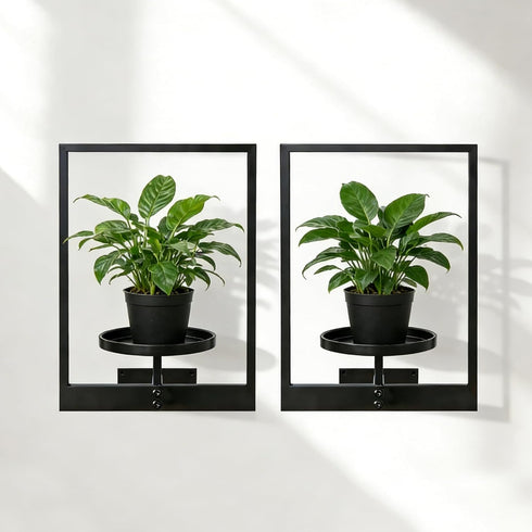 bbteroiu Set 3, Picture Frame Wall Planters of Modern Metal Hanging Shelves for Plants, Rustproof Wall Mount Flower Pot