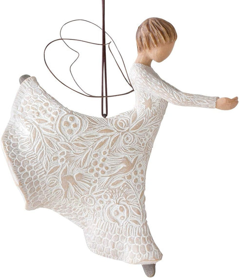Willow Tree Dance of Life Hanging Ornament, Cream Angel Figurine, Resin & Metal, Intricate Life-Themed Carvings