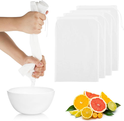 4 PCS Nut Milk Strainer Bag 128 Nylon Cheesecloth for Straining, Reusable