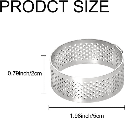 10 Pcs 1.98 Inch Stainless Steel Tart Ring, Heat-Resistant Perforated Cake Mousse Ring for Baking
