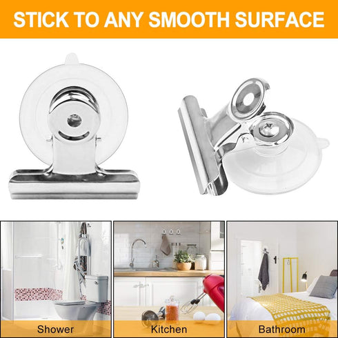 Aufind 12 Packs Suction Cup Clip, Plastic Round Clamp Holder for Hanging Kitchen, Bathroom, Office Accessories
