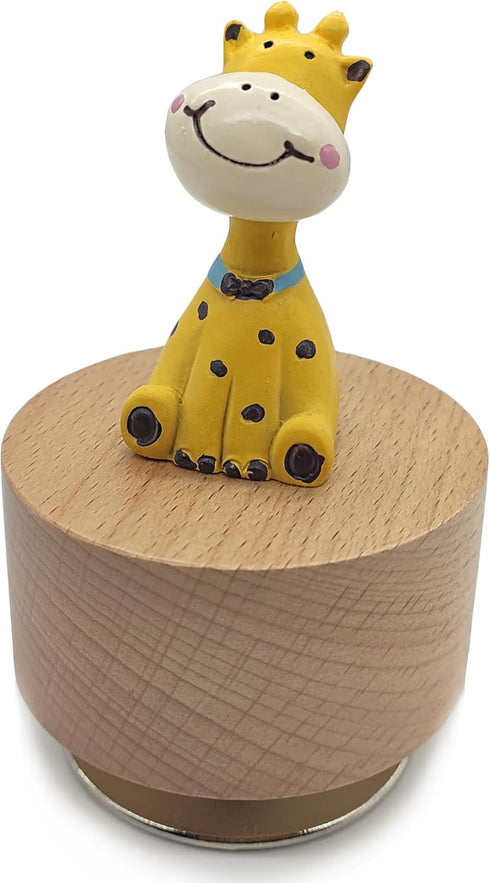 falado Mini Wooden Animal Rotary Music Box with Cute Giraffe Ornament (It's a