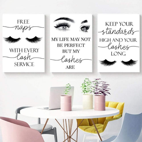 Beauty Salon Wall Decor - Eyelashes Guide Poster, Makeup Wall Art for Teen Girls, 16x24x3 inch