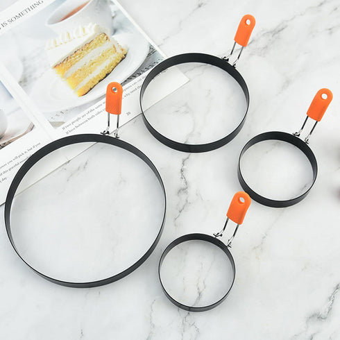 WOWITIS 8 Pack, 8" 6" 4" 3.5" Stainless Steel Egg Rings - Omelet, Pancake, & Egg Muffin Rings with Oil Brush