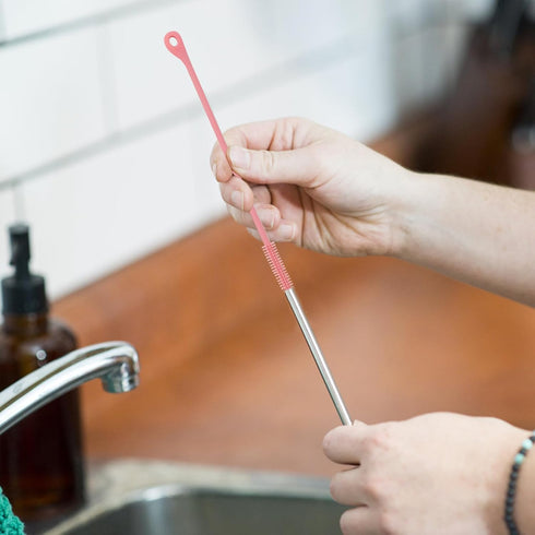 BOXOB 2pcs 9.44in Silicone Straw Cleaner Brush, Extra Long Reusable Straw Brush for Stanley, Metal, Glass Straws