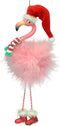 Pink Flamingo in Santa Hat and Feathers Christmas Ornament
