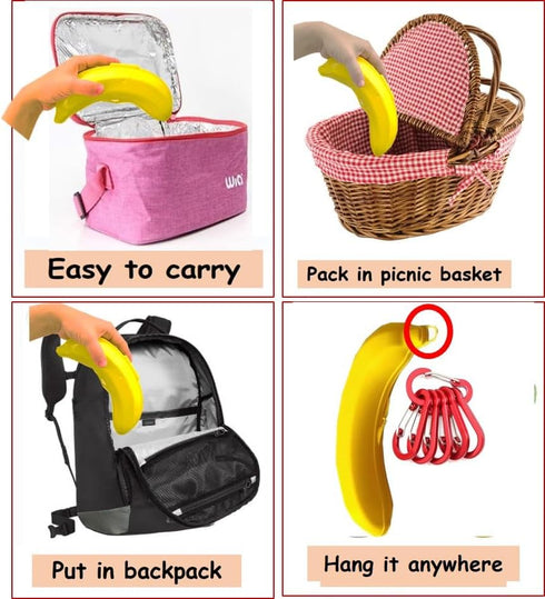 2 Pack Banana Keeper On The Go Outdoor Travel Case BPA-Free Fruit Protector Portable Banana Holder Cute Carrier Storage