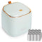 Mini Countertop Trash Can with 12 Rolls of Trash Bags, Tiny Desk Trash Can with Press Type Lid for Bathroom Vanity