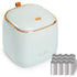Mini Countertop Trash Can with 12 Rolls of Trash Bags, Tiny Desk Trash Can with Press Type Lid for Bathroom Vanity