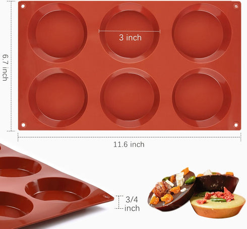 JOERSH 2-PK Silicone Egg Molds Non-Stick 3" Round Muffin Top Baking Pans, Egg Molds for Breakfast Sandwiches, Corn Breads, Whoopie Pies, Shortcakes by JOERSH