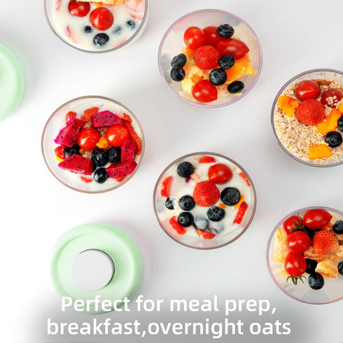 Overnight Oats Containers with Lids - 14oz 400ml Set of 4 Meal Prep Containers, Airtight Leakproof Reusable Food