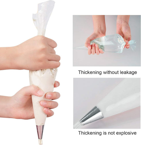 Piping Bags - 100 Pack - 14-Inch Disposable Cake Decorating Bags for Cupcake Icing, Anti-Burst, All Size Tips,