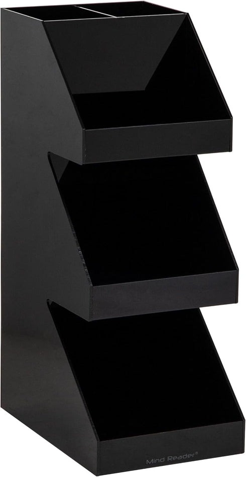 Mind Reader Coffee Tea Utensil and Condiment Station, Countertop Organizer, Black, 6"L x 9"W x 16"H