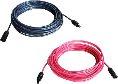 WindyNation 8 AWG Solar Panel Extension Cable Wire, 10 Feet Black + 10 Feet Red (Variety of Lengths Available)