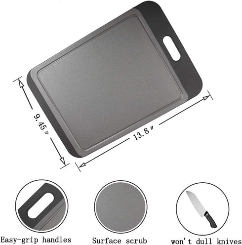 Medium Kitchen Cutting Board Mats, BPA Free, Dishwasher Safe, Juice Grooves, Thicker Boards, Easy Grip Handle, Non Porous (13.8 x 9.5 inch) by Svenee