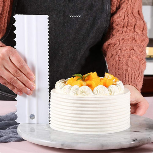 4 Pcs/set Plastic Cake Scraper Decorating Tools, Sawtooth Comb, Mousse Butter Cream Icing Smoother for DIY Baking