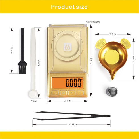 Milligram Scale 50g/0.001g, Portable Jewelry Scale with LCD Backlit, Tare, High Precision Mini Carat Gram Scale