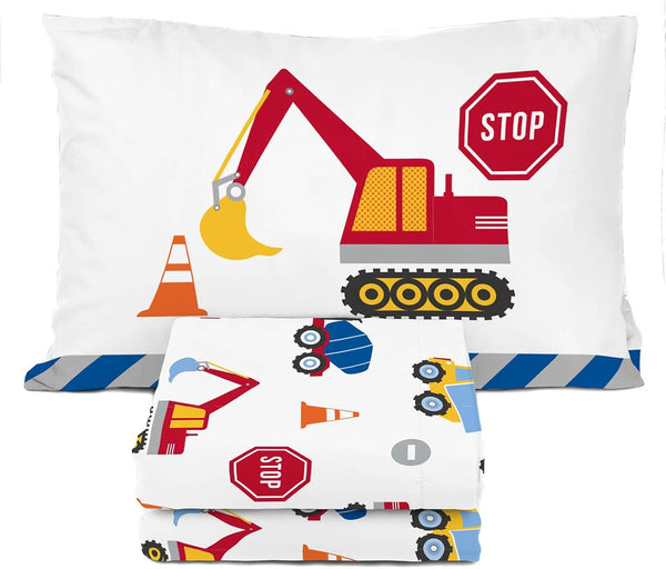 Sunny Side Up Construction Zone Twin Sheet Set - 3 Piece Kids