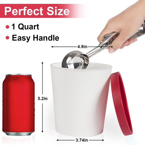 Set 2 (1 DUNCHATY Ice Cream Containers for Homemade Ice Cream, BPA-Free Reusable Freezer Storage Tubs with Airtight