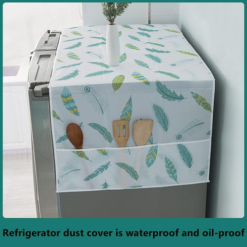 Refrigerator Dust-Proof Cover, Washing Machine Cover, PEVA Material Waterproof with Storage Pockets, Multi-Purpose