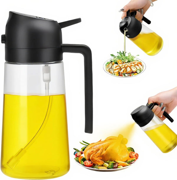 Aovdy 16oz/470ml Glass Olive Oil Sprayer for Cooking - 2 in 1