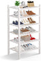 Haddockway Small 6 Tier Bamboo Shoe Rack Storage Organizer,Multifunctional Free Standing Stackable