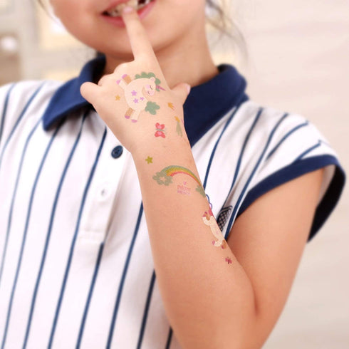 24 Reusable Unicorn Drinking Plastic Straws + 6 Temporary Tattoos for Girls, Birthday Party Supplies