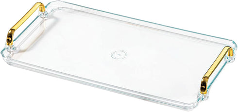 Acrylic Serving Tray with Handles, Decorative Countertop Tray for Coffee Table, 16 x 9 x 0.8 inches - Transparent