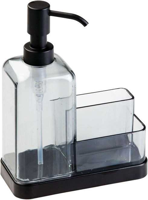 Countertop mDesign Plastic Kitchen Sink Hand Soap Dispenser Pump Bottle Caddy Organizer Holder with Storage