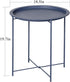 18.5 18.5 19.7 VECELO Modern End Side Tables,Round Metal Foldable Tray,Stable Snack Nightstand for Outdoors,Small
