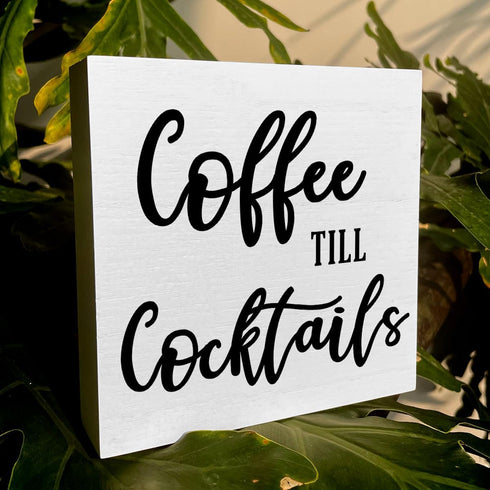 Coffee Table Decor, Rustic Desk Decor Coffee Station Accessories, Farmhouse Wood Box Sign for Kitchen Countertop