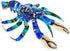 6" Tiny Blue Green Gold Dots Lobster Figurine - Miniature Hand Blown Painted Glass Shrimp Prawn Crustacean Crystal Sea