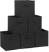 Set of 6 Storage Cubes, 11 Inch Fabric Foldable Bins with Handles, Closet Organizer Baskets for Shelves, Black.