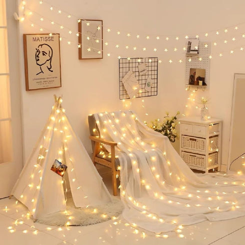 WFGGEH 10ft 20 Star String Lights, LED USB Powered Star Fairy String Lights Warm White for Birthday Party Wedding