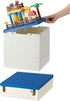 SHIMOYAMA Folding Storage Box for Duplo Blocks, 26 Qt. Foldable Toy Container, Blue with Building Lid