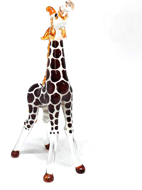 ZOOCRAFT Collectible Glass Giraffe Figurine - Hand Blown Safari Miniature Animal Home Decoration Statue