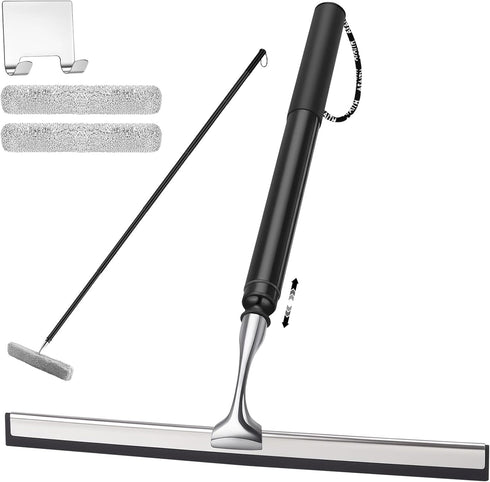 17'' - 60'' Metal Squeegee with Extension Pole for Window,Glass Door,Mirror, 12''