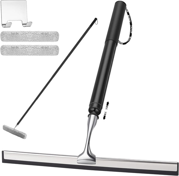 17'' - 60'' Metal Squeegee with Extension Pole for Window,Glass Door,Mirror, 12''