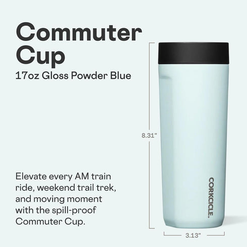 Commuter 18 360 17 oz Corkcicle Cup Travel Mug - Insulated Coffee Mug with Lid - Keeps Drinks Cold Hours - Spill-Proof