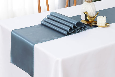 Satin Dusty Blue Chair Sashes Bows, 50 Pack 7x108 Inches Ribbons for Wedding Party, Restaurant, Banquet, Baby Shower