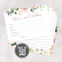 Set of 50 Double Sided Floral Advice and Wishes Cards for Bridal Shower, Baby Shower, Wedding, Graduation, and
