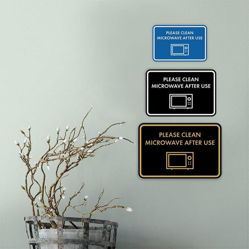Large Classic Framed Please Clean Microwave After Use Sign (Brushed Silver)