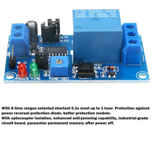 2 Pcs DC 12V Time Delay Relay Module, Trigger Circuit Timer Timing Board with LED Indicator Display